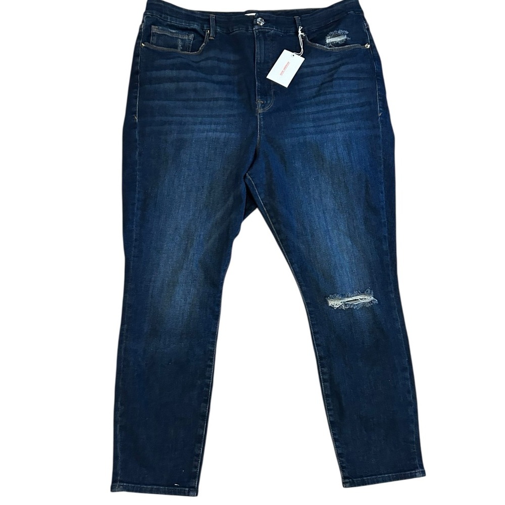 NWT Good American Plus size Skinny Jeans Stretch Distressed curvy dark wash